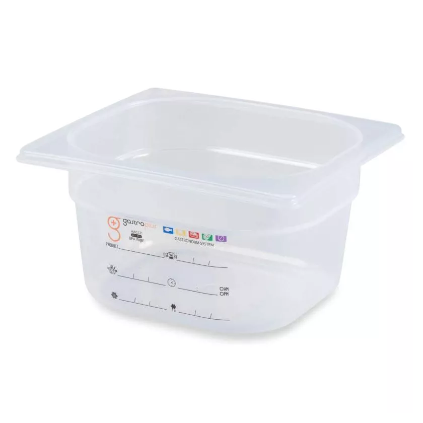 GN bac 1/6x100mm 1,53L PP IML transparent gastro-plus