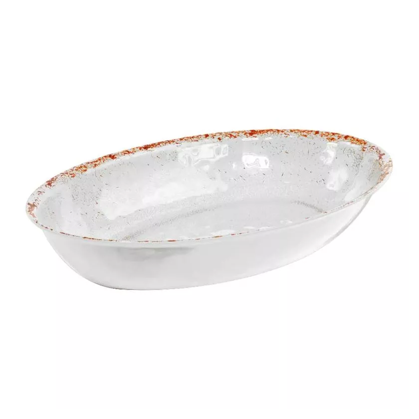Plat ovale melamine blanc rustique 420x280x70mm