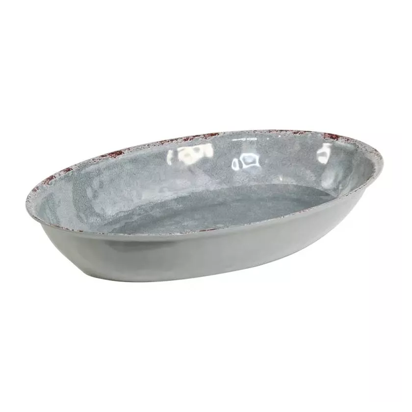 Plat ovale melamine gris rustique 420x280x70mm