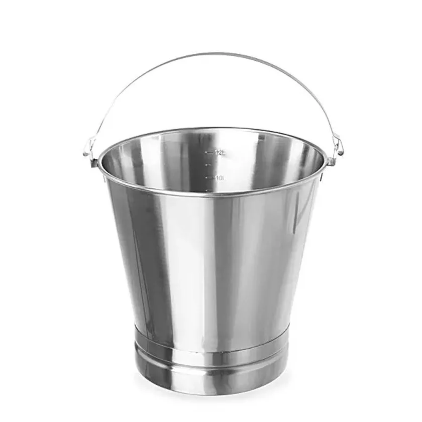 Seau inox a fond renforce 12L d300xh310mm avec graduation