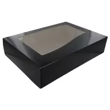 Boîte Gourmet noire avec fenêtre 357x247x80mm (100pcs)