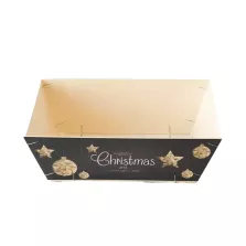 Barquette bois 3kg motif Noël 290x190x92mm noir (30pcs)