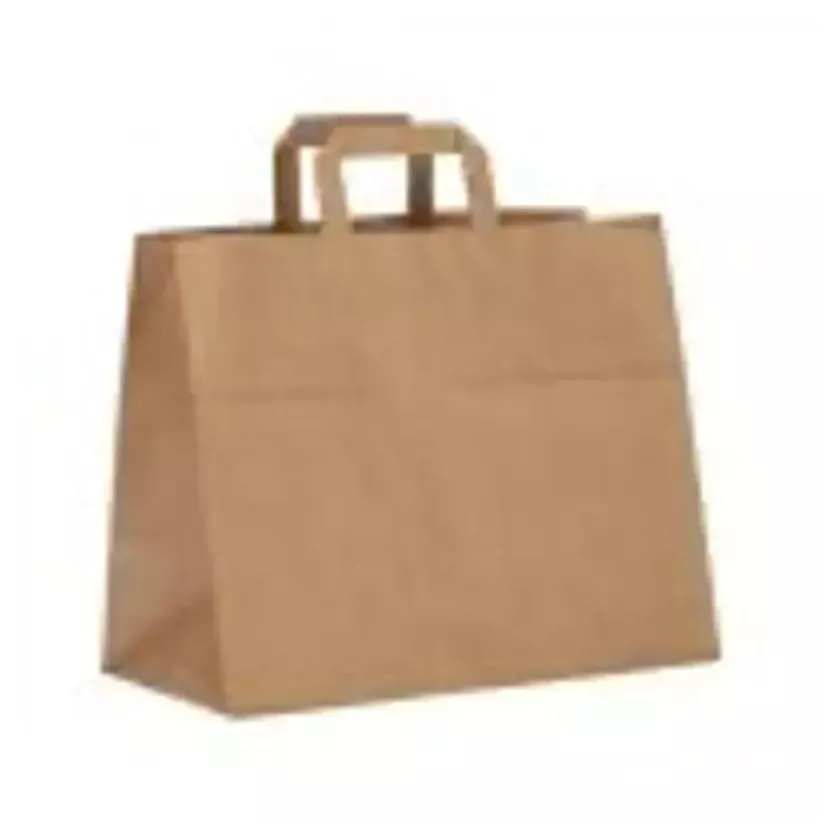 Sac papier brun avec poignées plates (26×26cm)