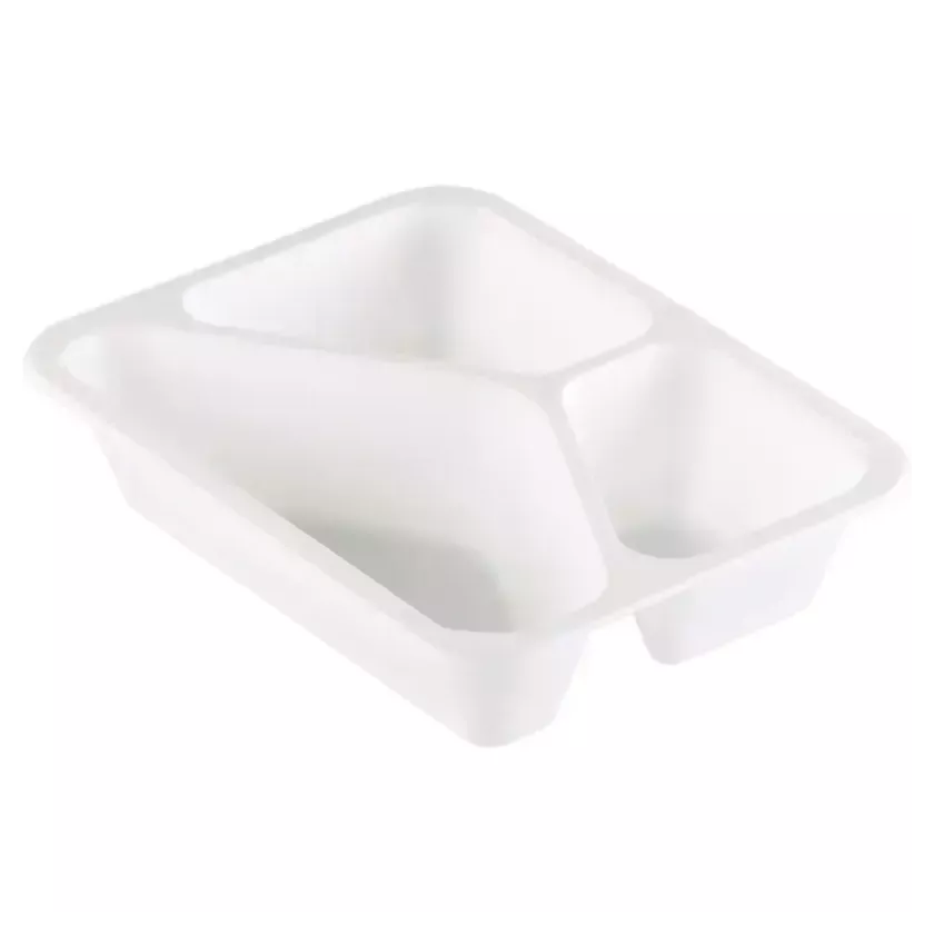 Barquette PP blanche 3 compartiments 530/325/235ml 227x178x50mm (carton 216)
