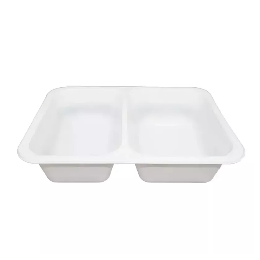 Barquette PP blanche 2 compartiments 227x178x50mm (carton 360)