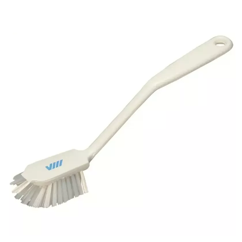 Brosse vaisselle avec manche médium blanche étroite
