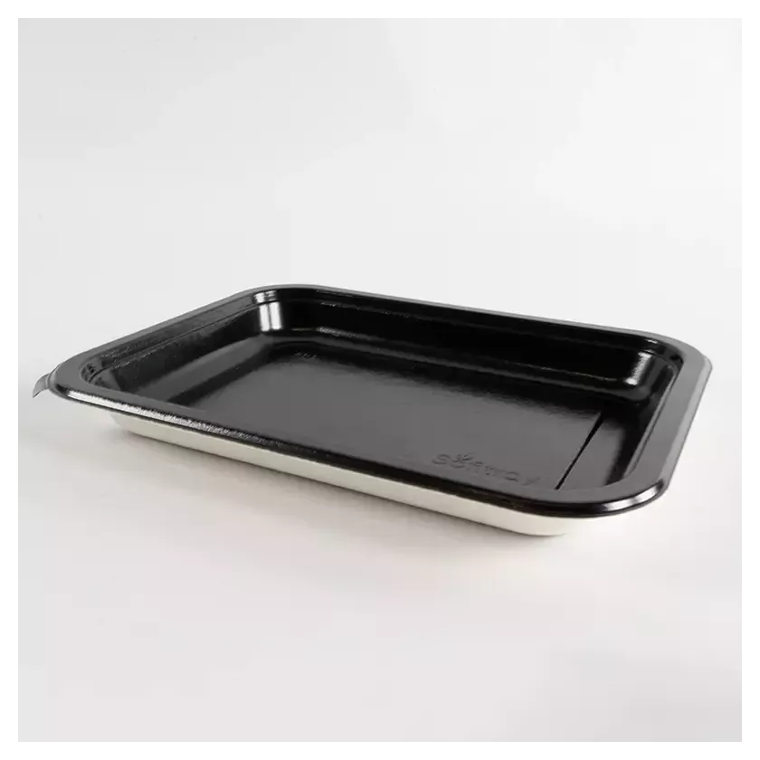 Barquette papier PET noir 187x139x20mm