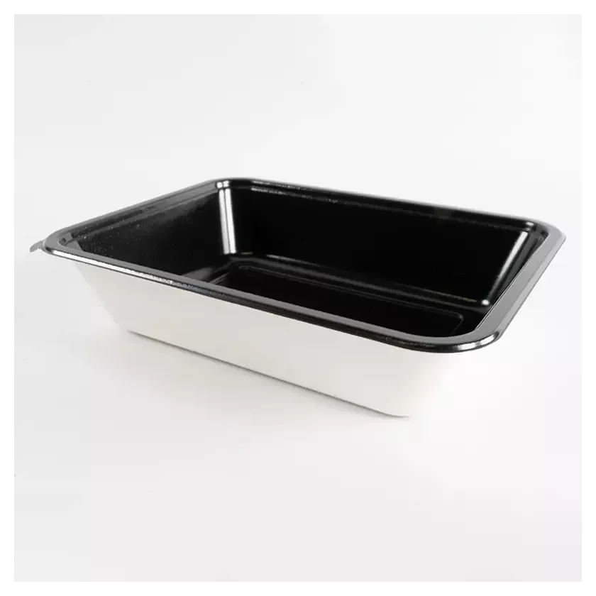 Barquette papier PET noir 227x178x50mm