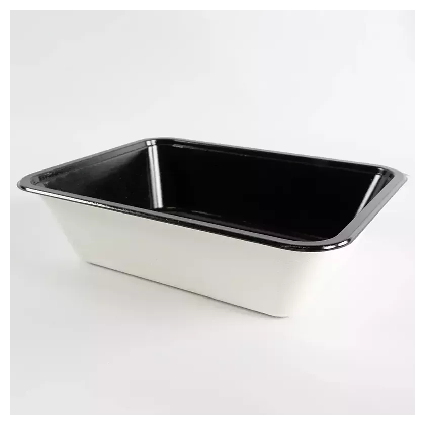 Barquette papier PET noir 227x178x60mm