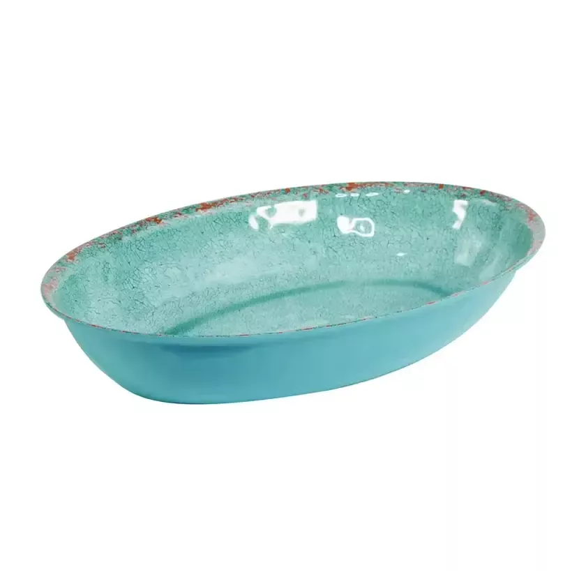 Plat melamine ovale bleu rustique 420x280x70mm