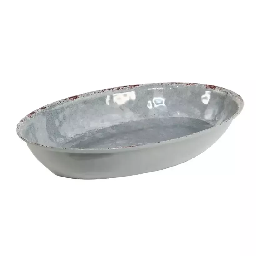 Plat melamine ovale gris rustique 420x280x70mm
