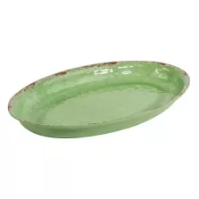 Plat melamine ovale vert rustique 420x280x40mm
