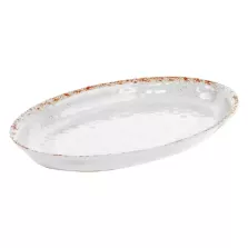 Plat melamine ovale blanc rustique 420x280x40mm