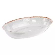 Plat melamine ovale blanc rustique 420x280x70mm