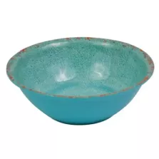 Plat melamine rond bleu rustique d210x70mm