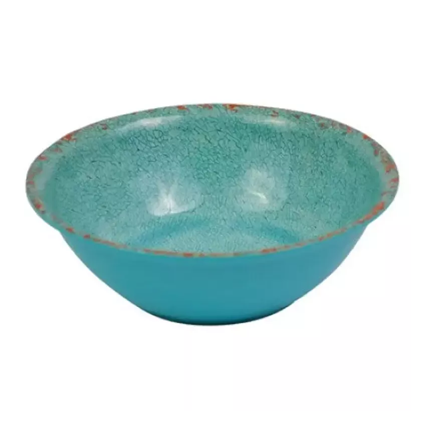 Plat melamine rond bleu rustique d210x70mm