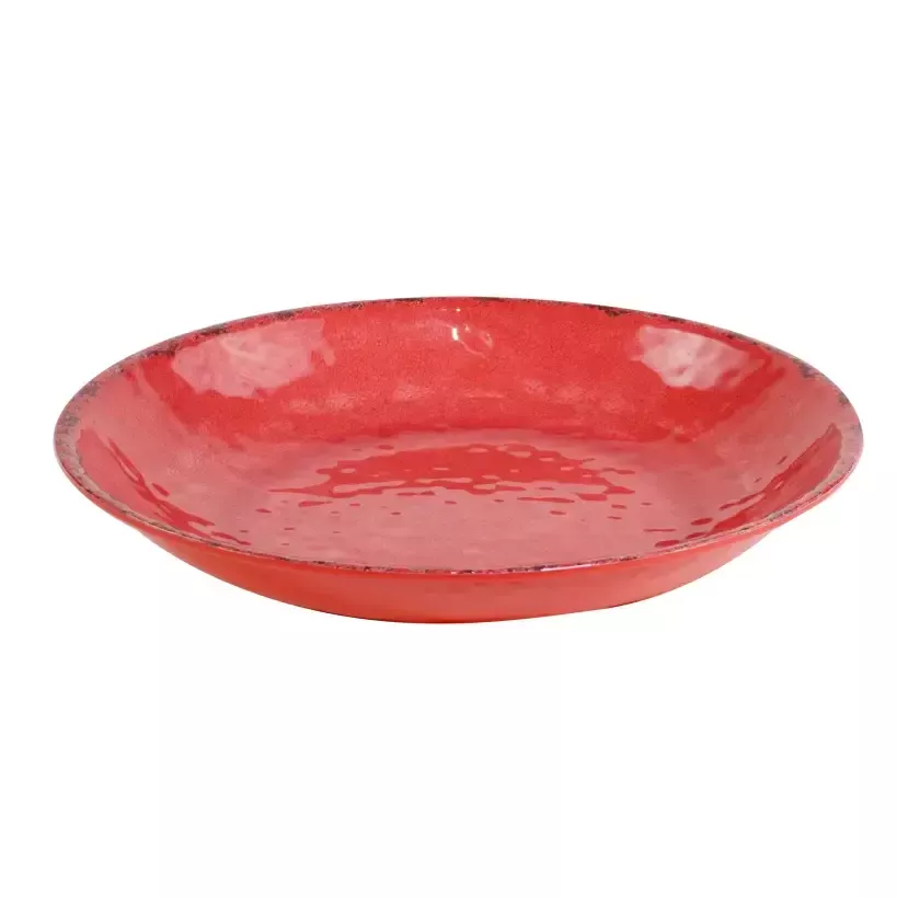 Plat melamine rond rouge rustique d420x70mm