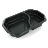 PP tray 250x159x45mm noir 2 compartiments take away Duni