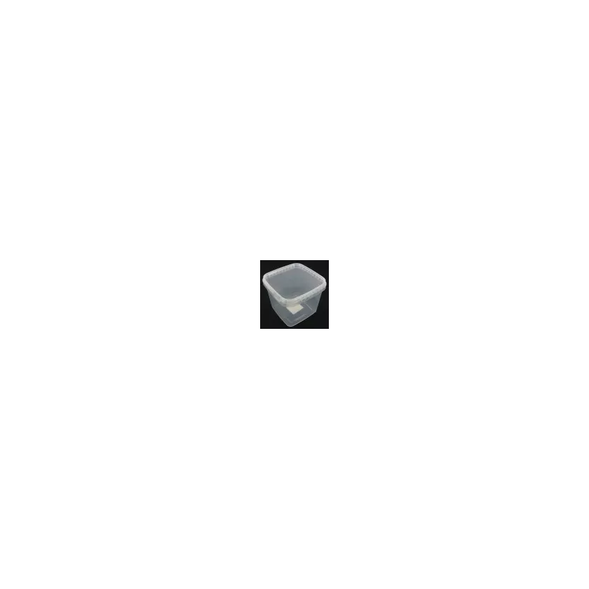 PP ravier et couvercle carre 1,15L transparent 129x129x108mm cachete