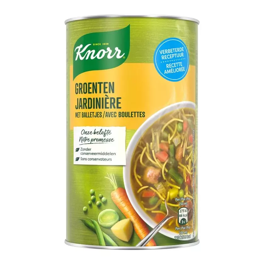 Soupe jardiniere plus boulettes boite 515ml Knorr