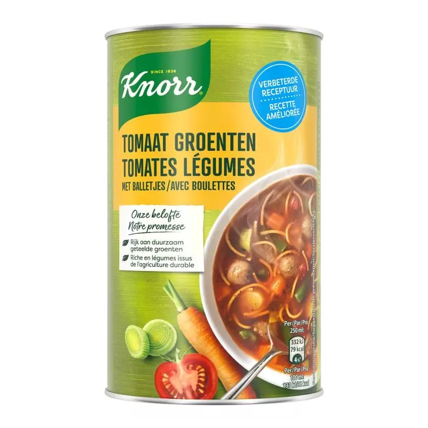 Tomates legumes plus boulettes boite 515ml Knorr