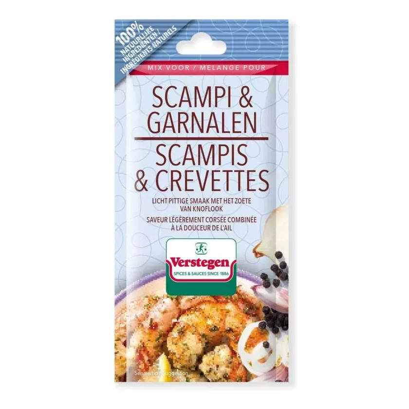 Sachet scampi et crevettes 12g Sachets petits B 100 pourcent naturel