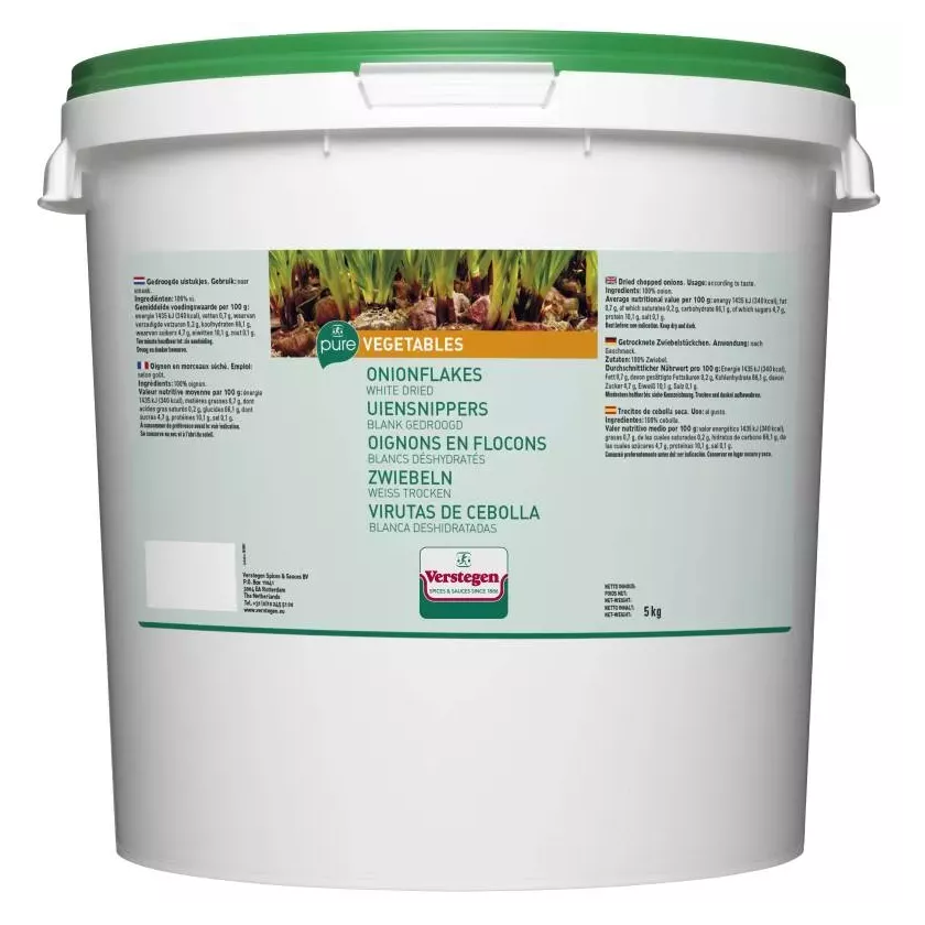 Oignons flocons blancs deshydrates 5kg Verstegen