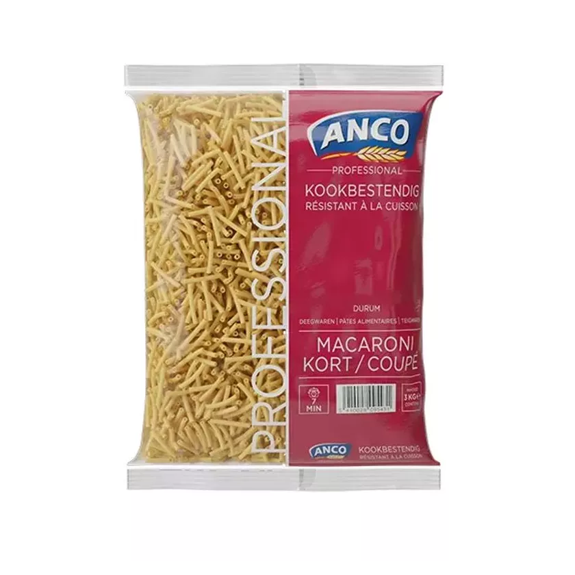 Macaroni coupe 4x3kg Anco Professional resistant a la cuisson