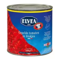 Tomates pelees en cubes 2,5kg Elvea Gran Cuci