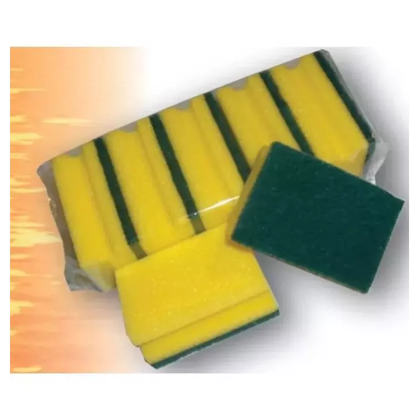 Eponge jaune-vert petite poignee 10x7x4,5cm