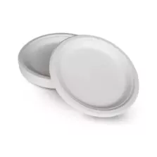 Assiette pulpe ronde diametre 22cm blanche canne a sucre sans PFAS