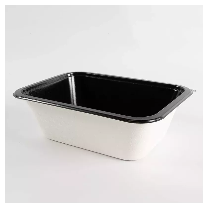 Barquette papier/PET noire 187x139x60mm