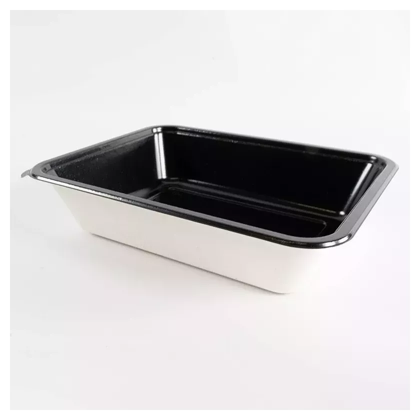 Barquette papier/PET noire 227x178x50mm