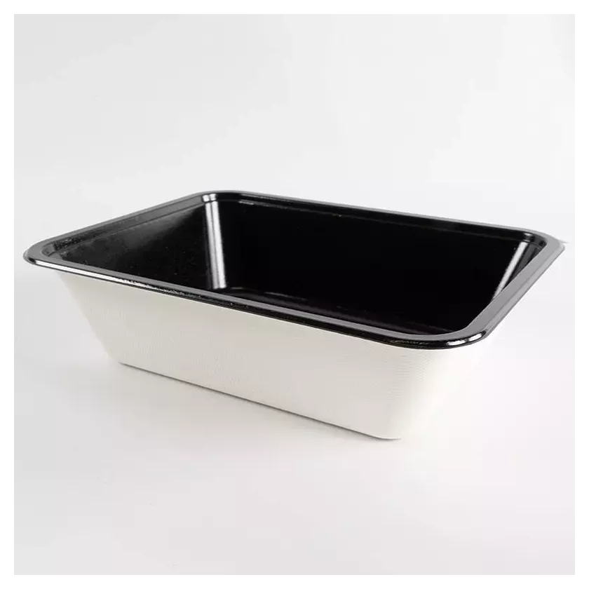 Barquette papier/PET noire 227x178x60mm