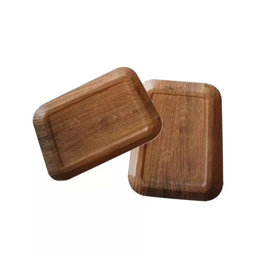 Barquette carton impression bois 155x105x12mm foncee