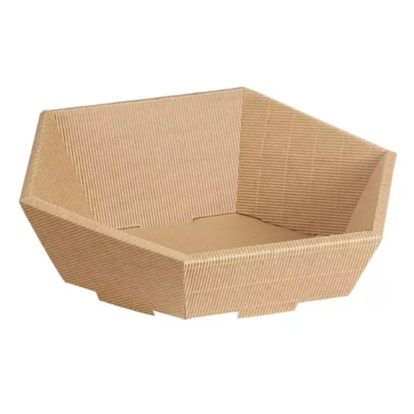 Panier carton kraft brun 257x120x67mm hexagonal M