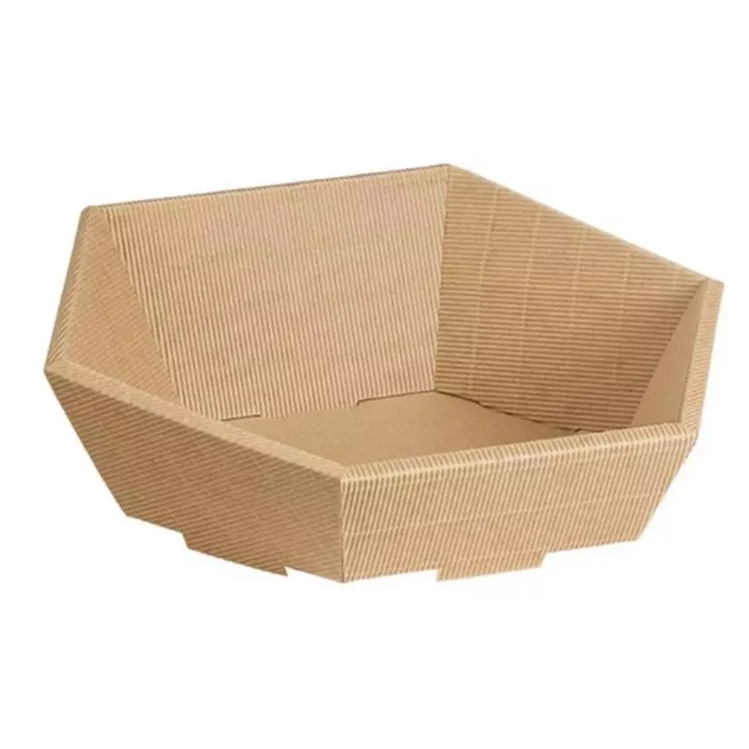 Panier carton kraft brun 313x139x84mm hexagonal L