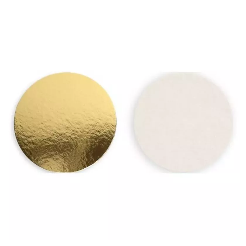 Sous-tarte carton diametre 22cm blanc or