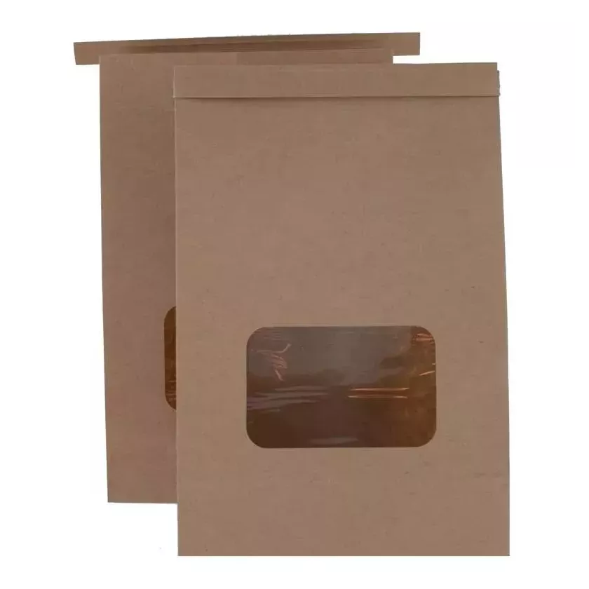 SAC A FOND BLOC kraft a/fenêtre 155x240x(2x35)mm