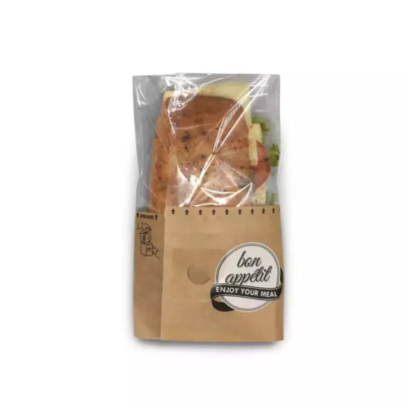Sac sandwich imprime plus fenetre PET 28x7,5-6x13cm Bon appetit