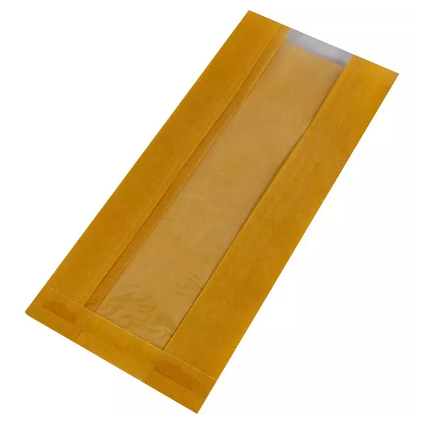 Sac pain plus fenetre paraffine brun 400x225x(2x52,5)mm 1kg rond