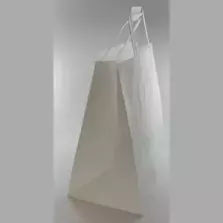 Sac papier 26xh25,5+(2x8,5)cm blanc plus poignee plate