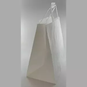 Sac papier 26xh25,5+(2x8,5)cm blanc plus poignee plate