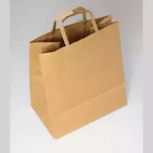 Sac papier 26xh25,5+(2x8,5)cm brun plus poignee plate