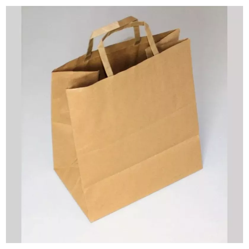 Sac papier 26xh25,5+(2x8,5)cm brun plus poignee plate