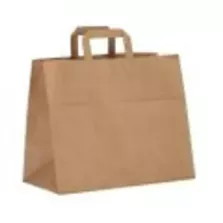 Sac papier brun 26xh26+(2x8,5)cm avec poignee plate