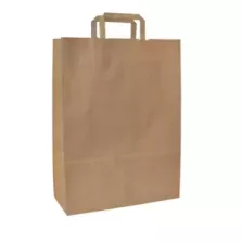 Sac papier brun 32xh27+(2x8)cm avec poignee plate