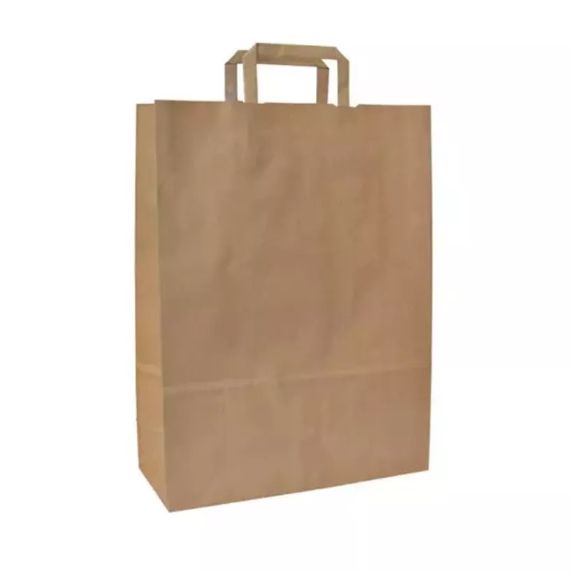 Sac papier brun 32xh27+(2x8)cm avec poignee plate