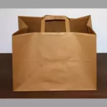 Sac papier 35xh23+(2x12,5)cm brun plus poignee plate