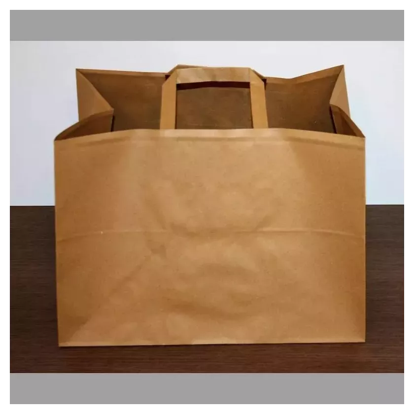 Sac papier 35xh23+(2x12,5)cm brun plus poignee plate